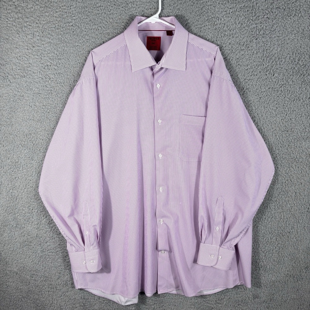 Proper Sport Dress Shirt Men 2XL Purple White Check 4 Way Stretch Wicking - Picture 1 of 5